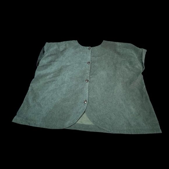 Madewell Forest Green Corduroy Cuffed Short Sleeve Top. Size 2X - Picture 2 of 5